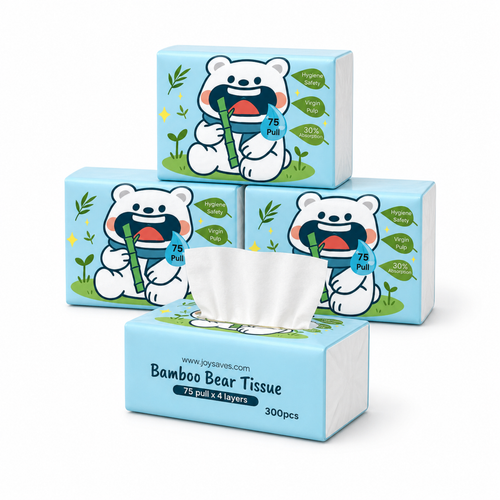 JOYSAVE Bamboo Tissue 75 Pull on White Background