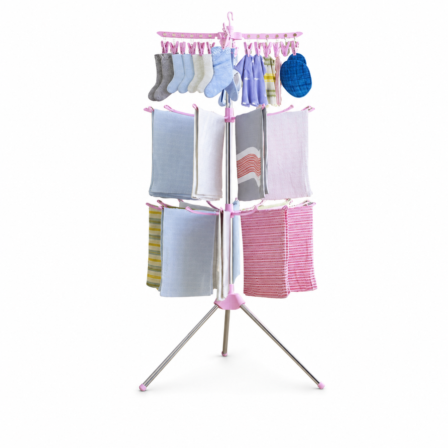 Living Master 3 Tier Foldable Clothes Drying Rack on white background