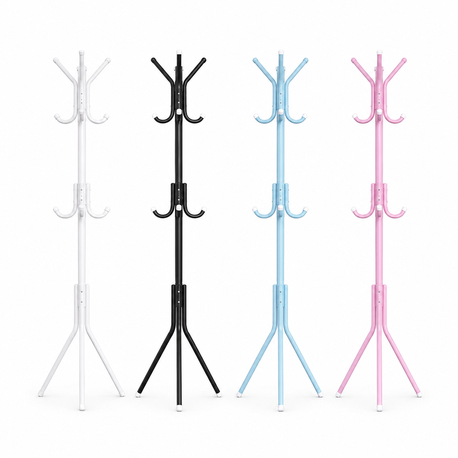 12 Hook Coat Racks on White Background