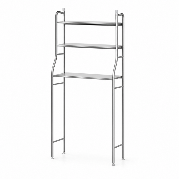 Stainless Steel Washing Machine Toilet Rack on White Background