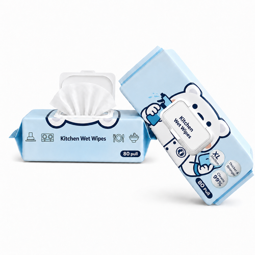JOYSAVE Kitchen Wet Wipes 80 Pull on White Background