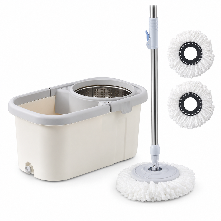 White Spin Mop Set on white background